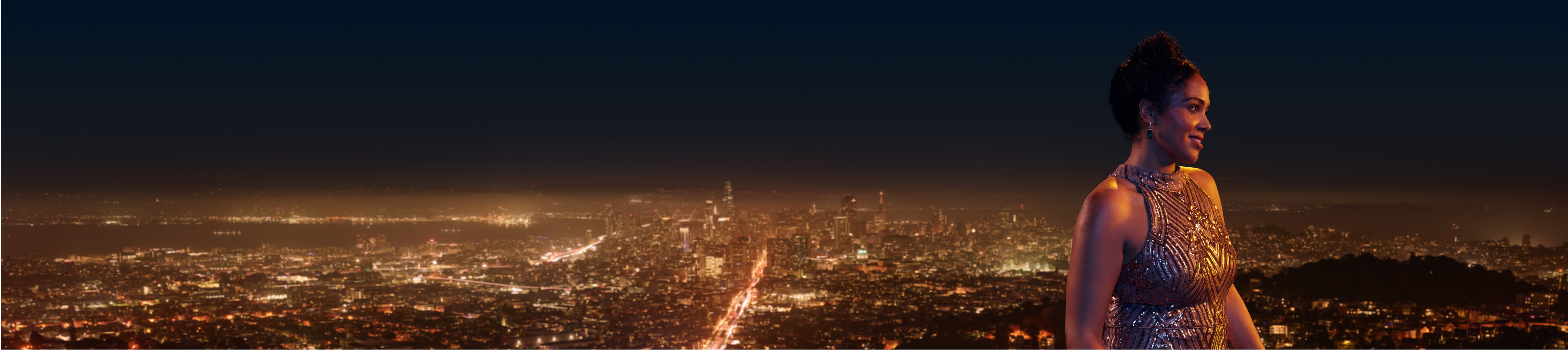 Woman overlooking city