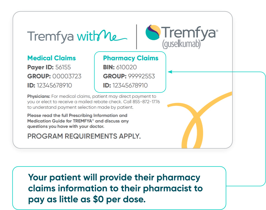Tremfya withMe savings program card