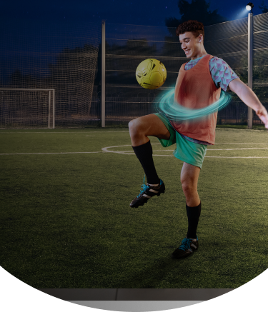 Adult man playing soccer